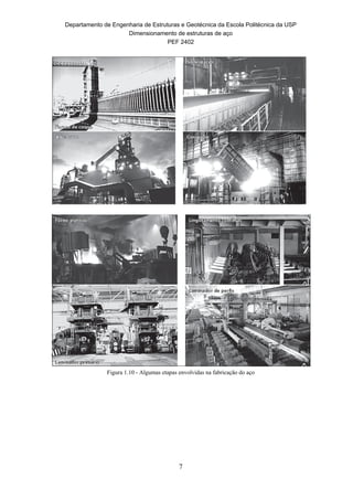 Departamento de Engenharia de Estruturas e Geotécnica da Escola Politécnica da USP
Dimensionamento de estruturas de aço
PEF 2402
7
Figura 1.10 - Algumas etapas envolvidas na fabricação do aço
 