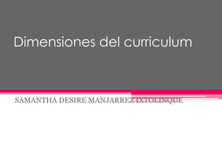 Dimensiones del curriculum SAMANTHA DESIRE MANJARREZ IXTOLINQUE 
