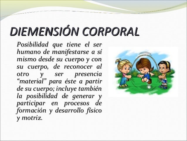 Resultado de imagen para imagen SOBRE LA importancia de la dimensión DIMENSIÃN CORPORAL