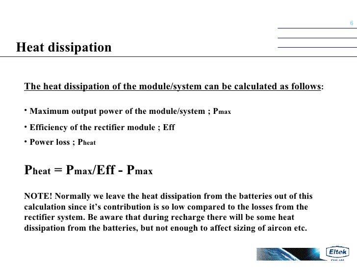 Dimensioning Of Dc Power Systems