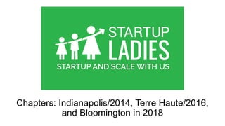 Chapters: Indianapolis/2014, Terre Haute/2016,
and Bloomington in 2018
 