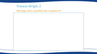 Travaux dirigés 2
Montage série / parallèle des modules PV
 