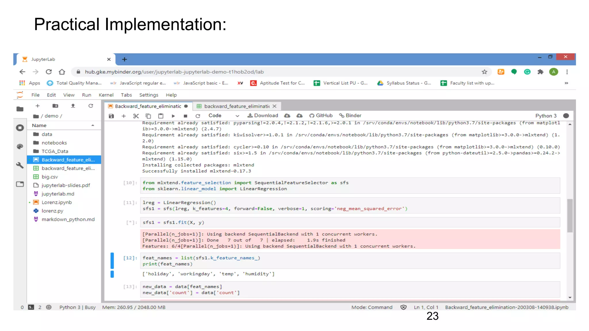 Practical Implementation:
23
 