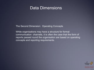 Data Dimensions The Second Dimension:  Operating Concepts While organisations may have a structure for formal communicatio...