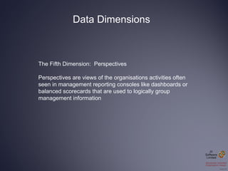 The Fifth Dimension:  Perspectives Perspectives are views of the organisations activities often seen in management reporti...