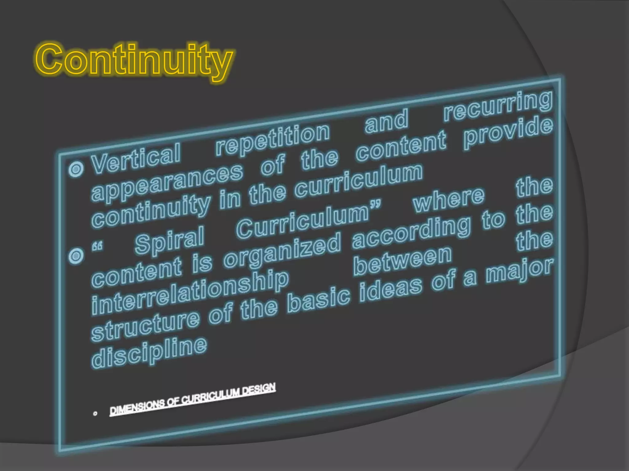 Dimensions and principles of curriculum design