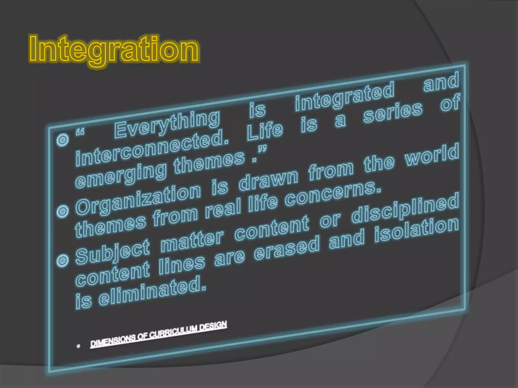 Dimensions and principles of curriculum design