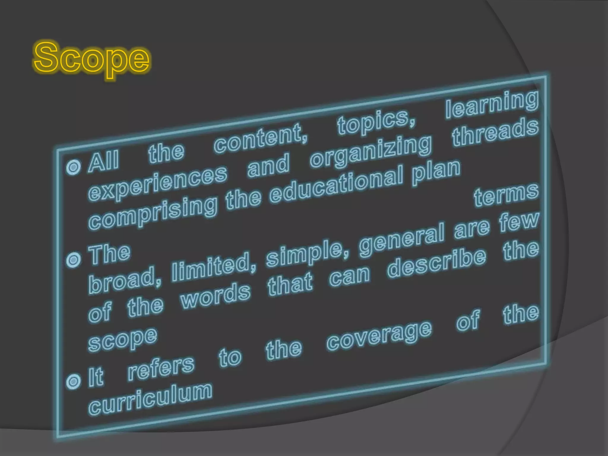 Dimensions and principles of curriculum design