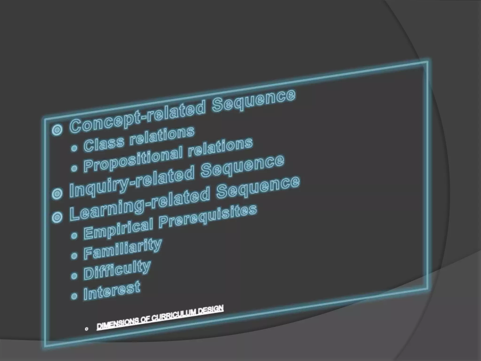 Dimensions and principles of curriculum design