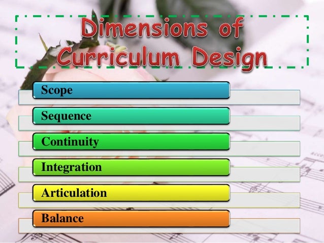 Dimensions and principles of curriculum design