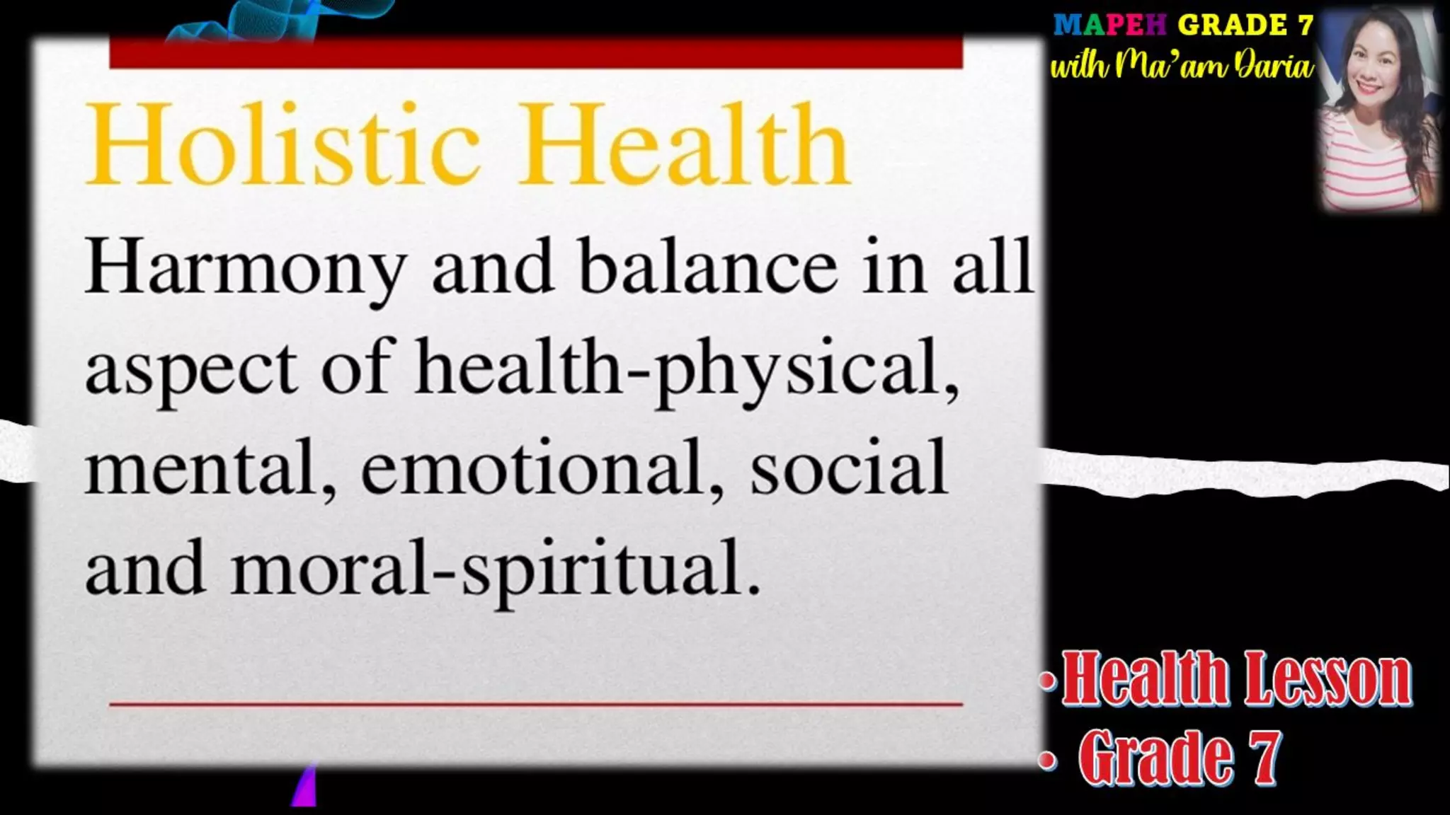 Dimensions of holistic health MAPEH Grade 7 Health Lesson 1 Quarter 1 | PDF