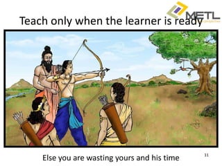 Teach only when the learner is ready




                                              11
    Else you are wasting yours and his time
 
