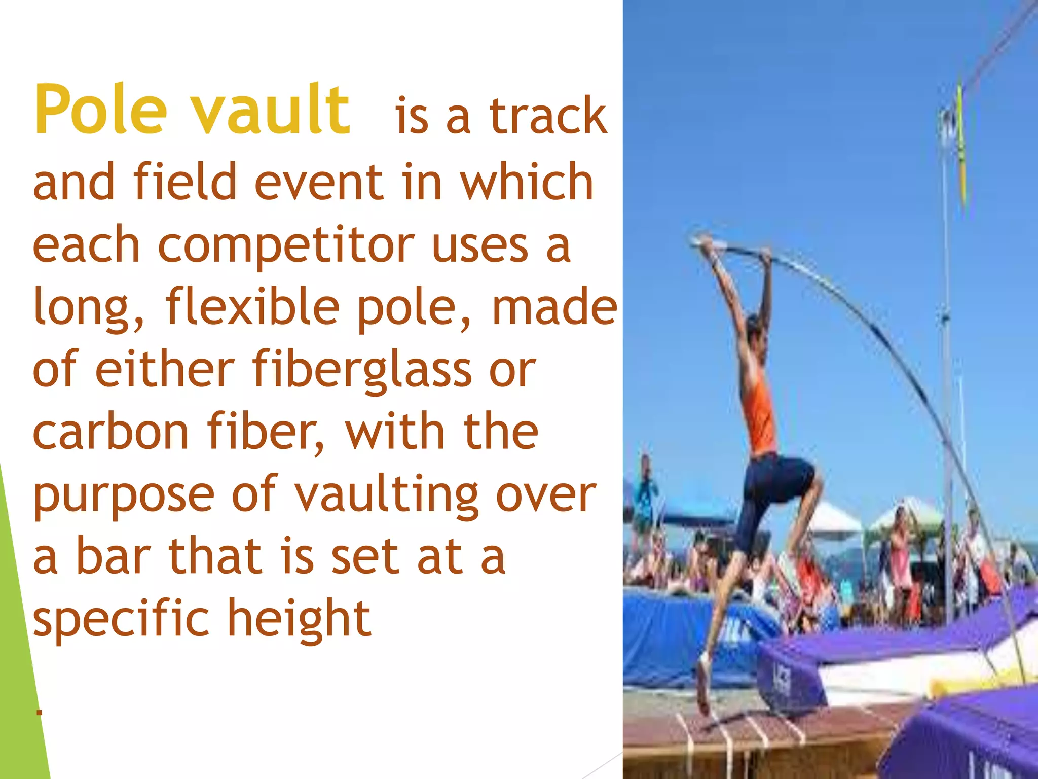 Dimensions of pit and rules and regulations of pole vault PPT