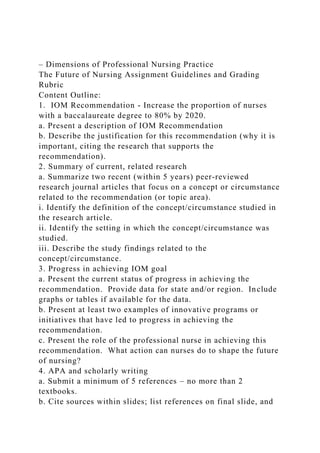 implementation of the iom future of nursing report essay
