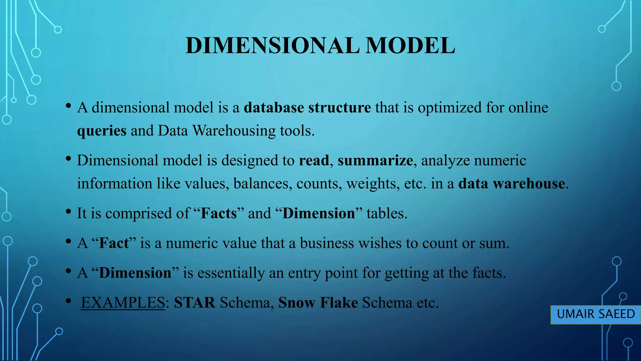 Dimensional model | | Fact Tables | | Types | PPT