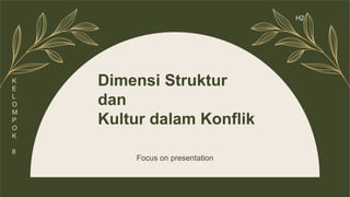 Dimensi Struktur
dan
Kultur dalam Konflik
Focus on presentation
H2
K
E
L
O
M
P
O
K
8
 
