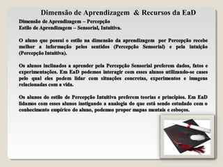 Dimensão de Aprendizagem & Recursos da EaD
 