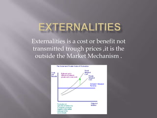 Externalities is a cost or benefit not
transmitted trough prices ,it is the
 outside the Market Mechanism .
 