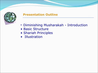 Diminishing Musharakah - Introduction Basic Structure Shariah Principles Illustration Presentation Outline 