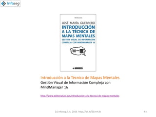(c) Infoseg, S.A. 2016 http://bit.ly/1Eimh3k 43
Introducción a la Técnica de Mapas Mentales
Gestión Visual de Información Compleja con
MindManager 16
http://www.editorialuoc.cat/introduccion-a-la-tecnica-de-mapas-mentales
 