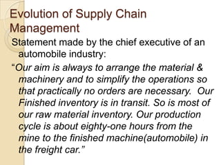 Objectives of Logistics ManagementThe objective of Logistics management are:Inventory reductionReliable and consistent delivery performanceFreight economyMinimum product damagesQuick response