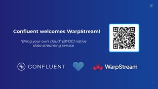 15
Conﬂuent welcomes WarpStream!
“Bring your own cloud” (BYOC) native
data streaming service
 