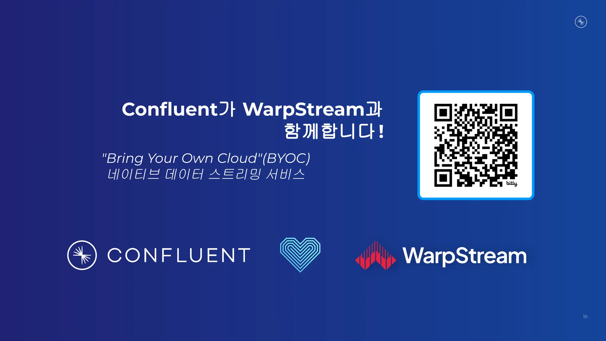 10
Conﬂuent가 WarpStream과
함께합니다 !
"Bring Your Own Cloud"(BYOC)
네이티브 데이터 스트리밍 서비스
 