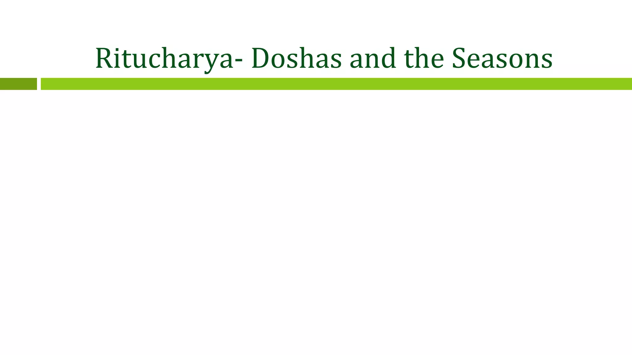 Ritucharya- Doshas and the Seasons
 