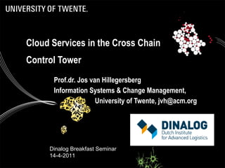 Cloud Services in the Cross Chain Control Tower Prof.dr. Jos van Hillegersberg Information Systems & Change Management,  University of Twente, jvh@acm.org Dinalog Breakfast Seminar 14-4-2011 