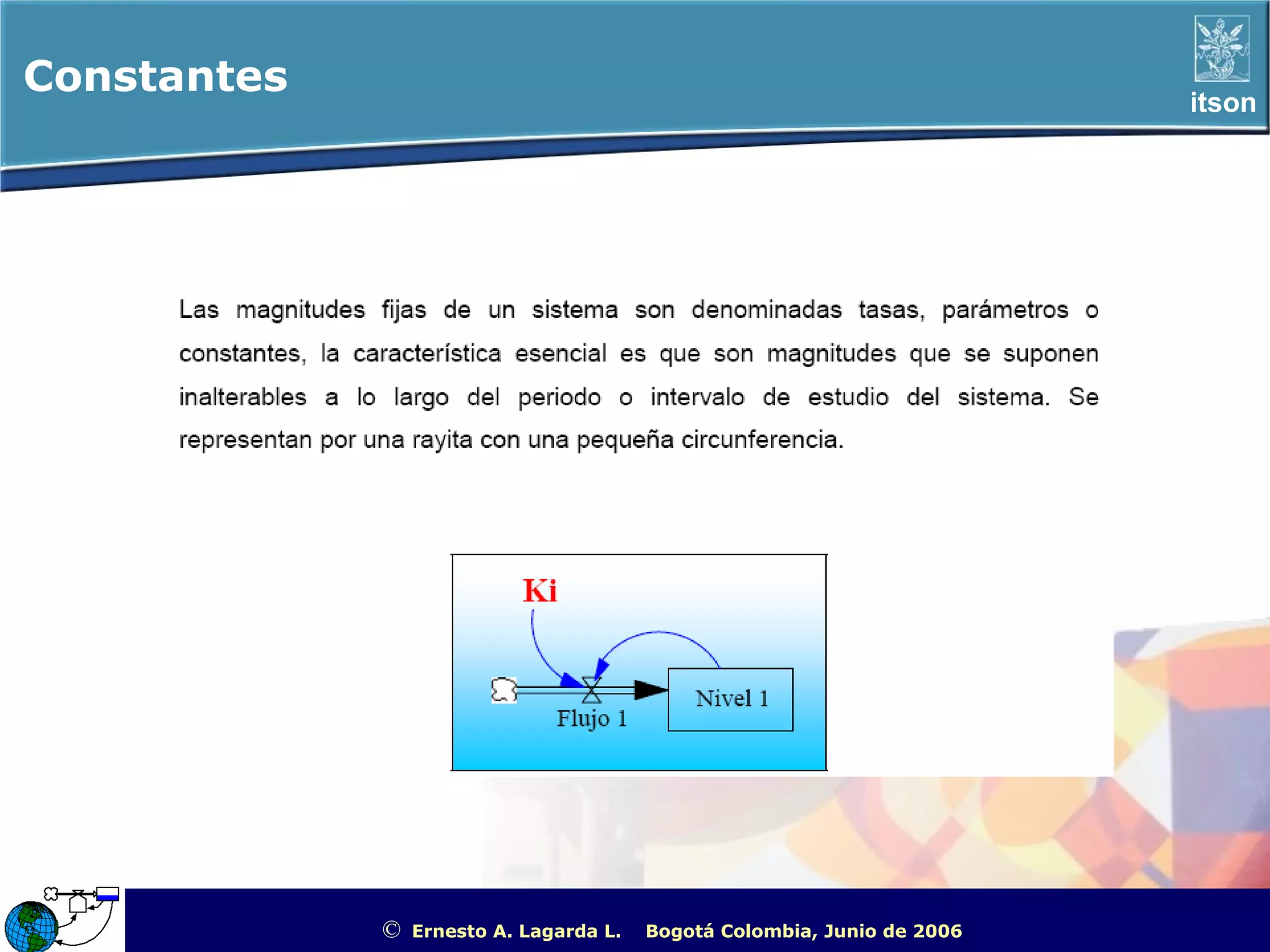 Constantes                                                                                        itson




             ©   Ernesto A. Lagarda L.   Bogotá Colombia, Junio de 2006   ITSON - “Educar para Trascender”
 