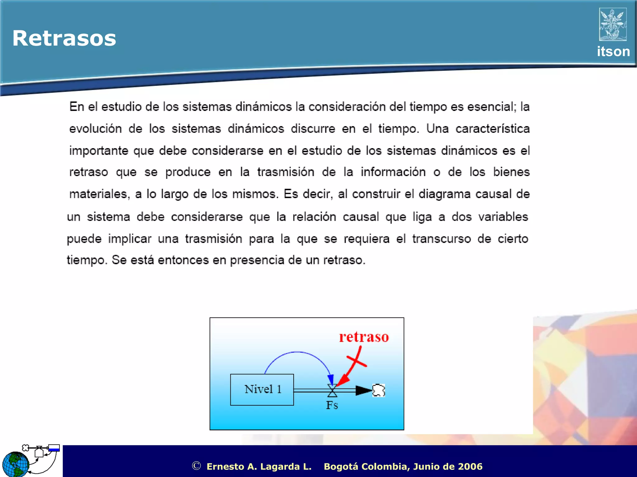 Retrasos                                                                                        itson




           ©   Ernesto A. Lagarda L.   Bogotá Colombia, Junio de 2006   ITSON - “Educar para Trascender”
 