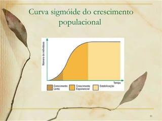 Curva sigmóide do crescimento
         populacional




                                11
 