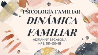 PSICOLOGÍA FAMILIAR
DINÁMICA
FAMILIAR
ADRIANNY ESCALONA
HPS: 191-00-111
 