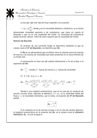 Página 8 de 33
La ley que rige este tipo de flujo responde a la ecuación:
  