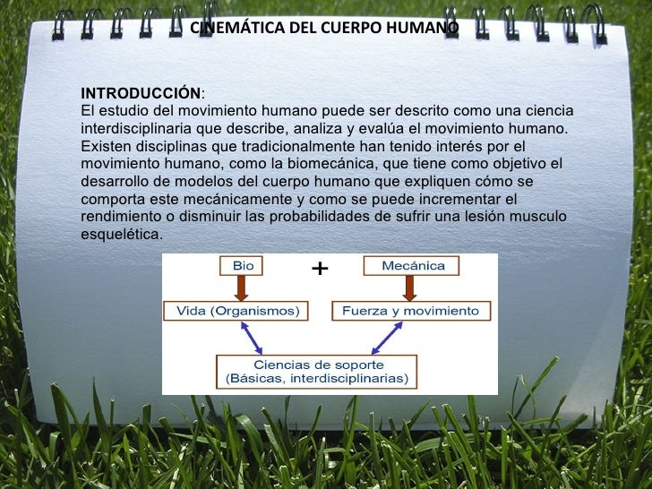 CINEMÁTICA DEL CUERPO HUMANO INTRODUCCIÓN : El estudio del movimiento humano puede ser descrito como una ciencia interdisc...