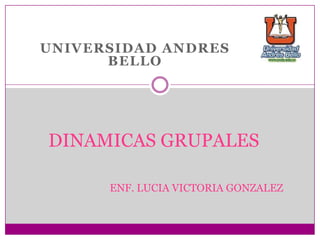 DINAMICAS GRUPALES
ENF. LUCIA VICTORIA GONZALEZ
UNIVERSIDAD ANDRES
BELLO
 