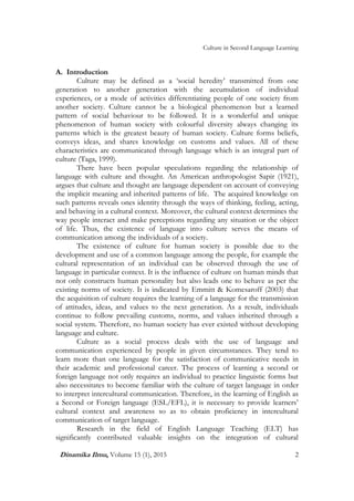 The Importance of Culture in Second and Foreign Language Learning. | PDF