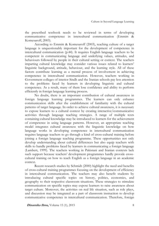 The Importance of Culture in Second and Foreign Language Learning. | PDF
