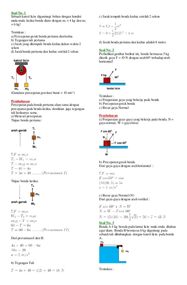 Soal Dinamika Partikel Kelas 10