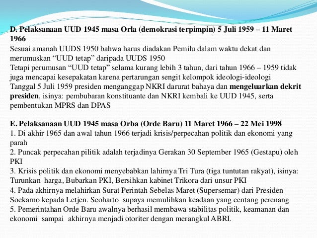 Dinamika Pelaksanaan Undang Undang Dasar 1945