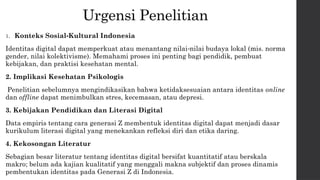 Dinamika Pembentukan Identitas Digital Generasi Z di Indonesia: Studi ...
