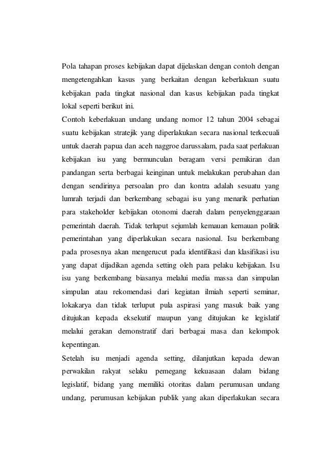 Dinamika perubahan isu kebijakan pemerintah