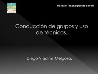 Conducción de grupos y uso
de técnicas.
Diego Vladimir Melgoza.
Instituto Tecnológico de Sonora
 