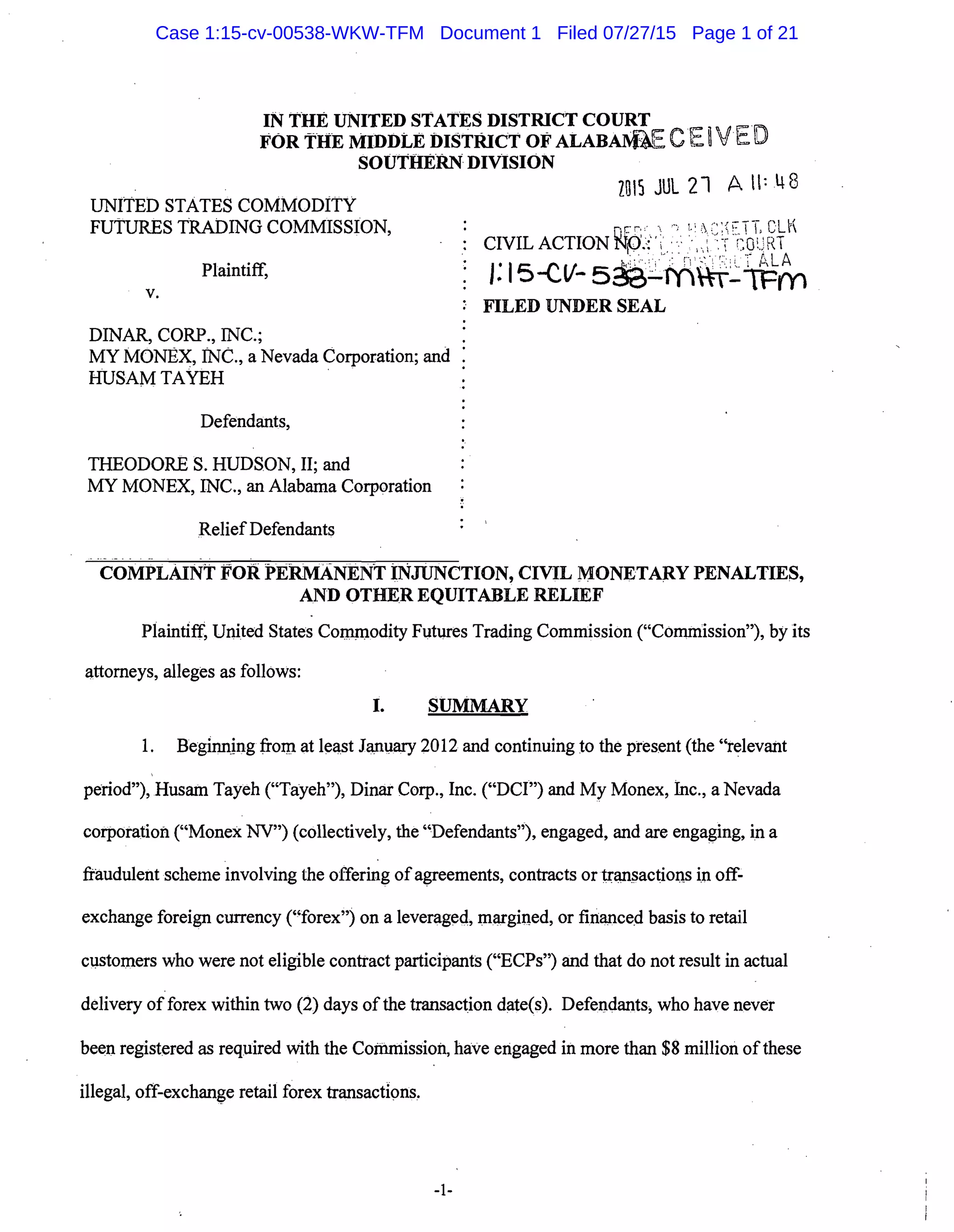 Dinar Corp 1 15 Cv 00538 Wkw Tfm Sample Court Documents Iqd Scam Pdf Dinar Corp 1 15 Cv 00538 Wkw Tfm Sample Court Documents Iqd Scam Pdf