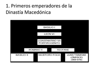 1. Primeros emperadores de la
Dinastía Macedónica
 