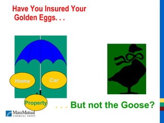 Have You Insured Your  Golden Eggs. . . Car Home Property . . .  But not the Goose? 