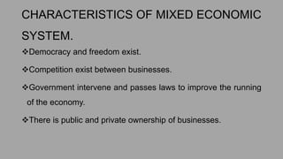 characteristics of mixed economy