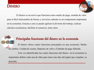 Dinero y el papel en la economia | PPTX