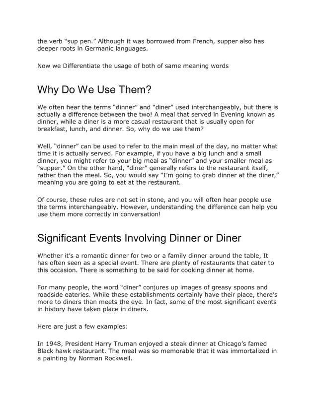diner vs dinner PDF