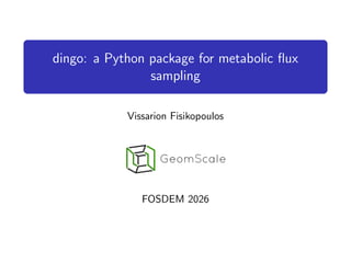 dingo: a Python package for metabolic flux sampling | PDF
